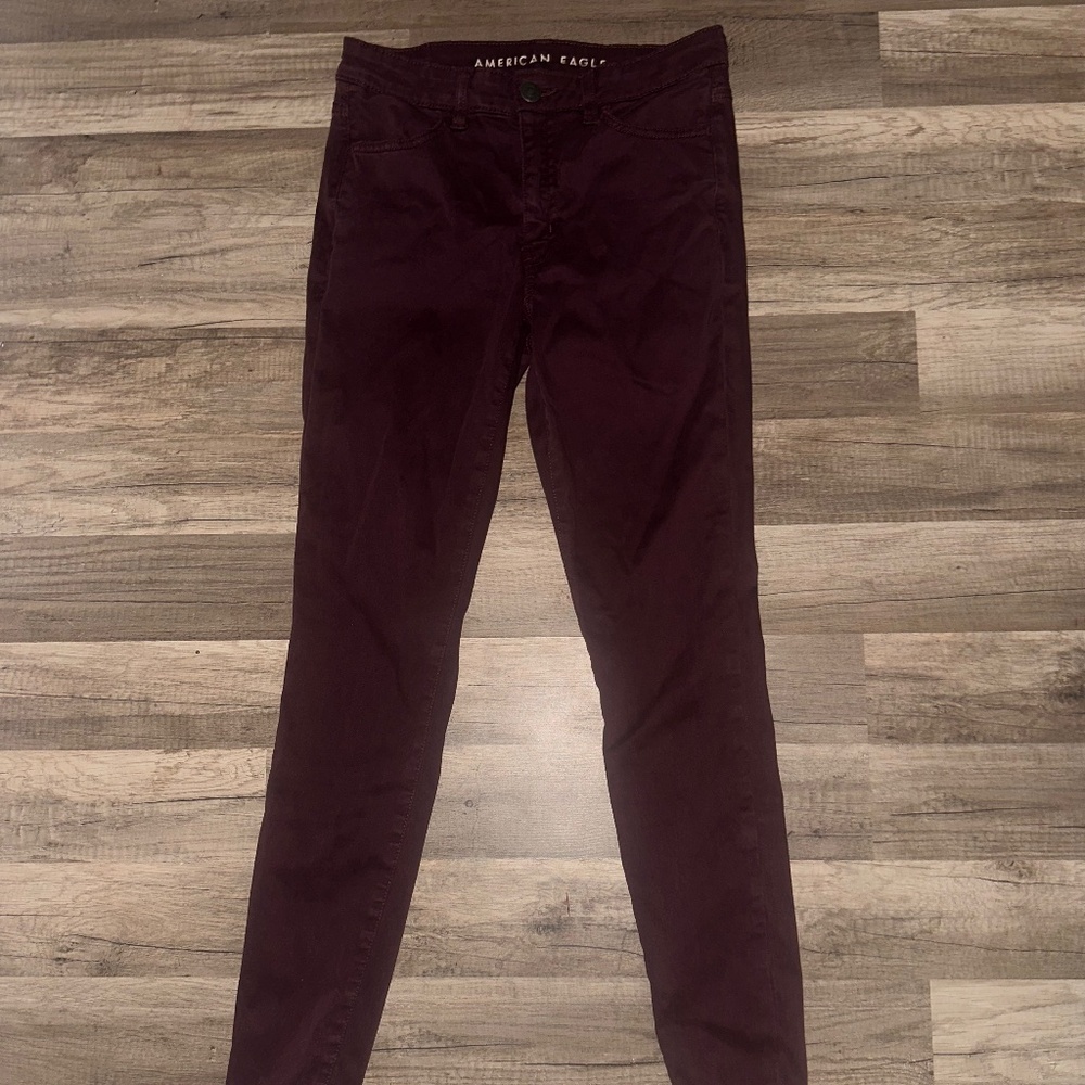 American Eagle Stretch Maroon Jeggings, size 6 X-Long